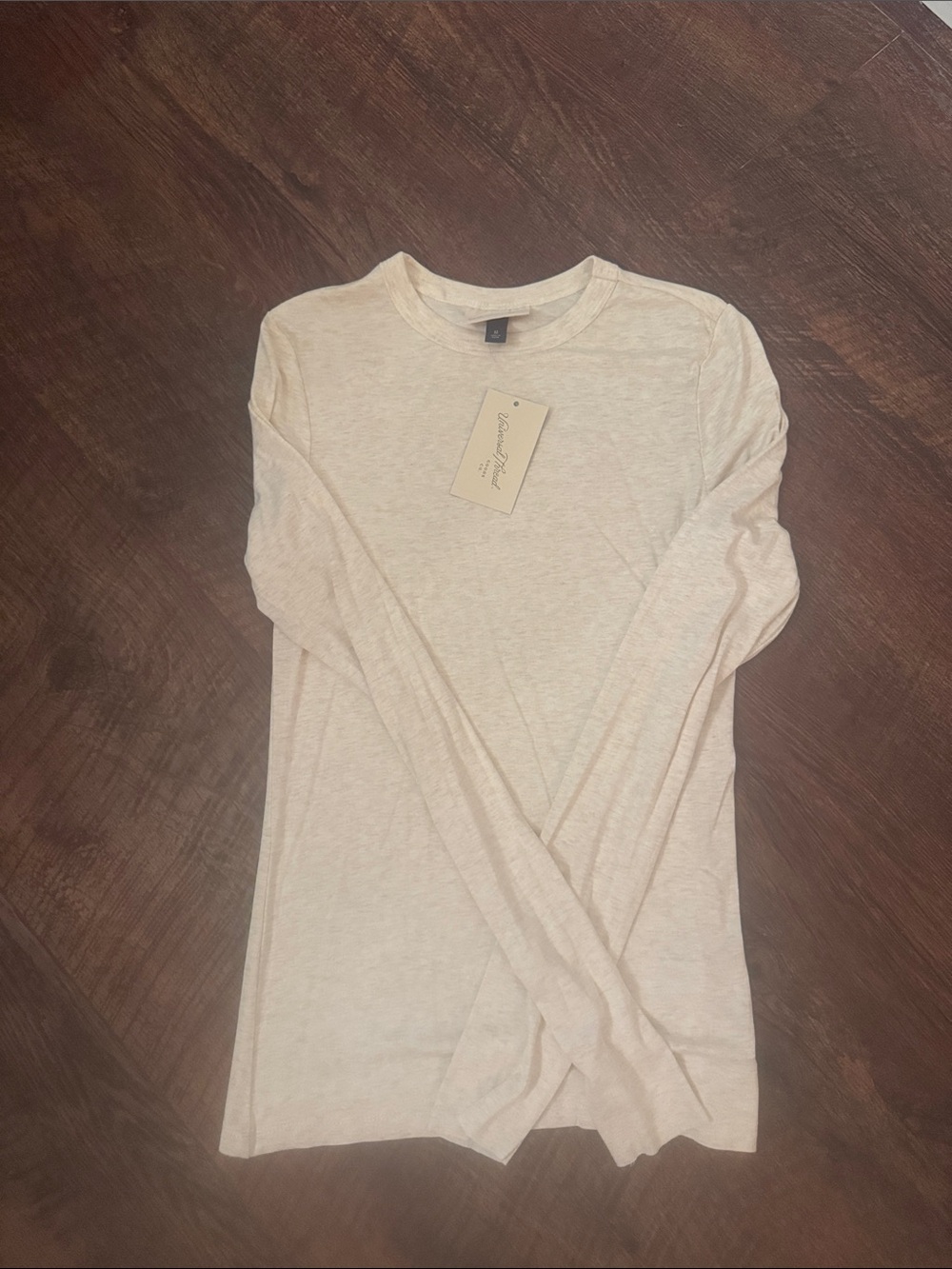 Universal Thread Long Sleeve Crewneck Top - Cream